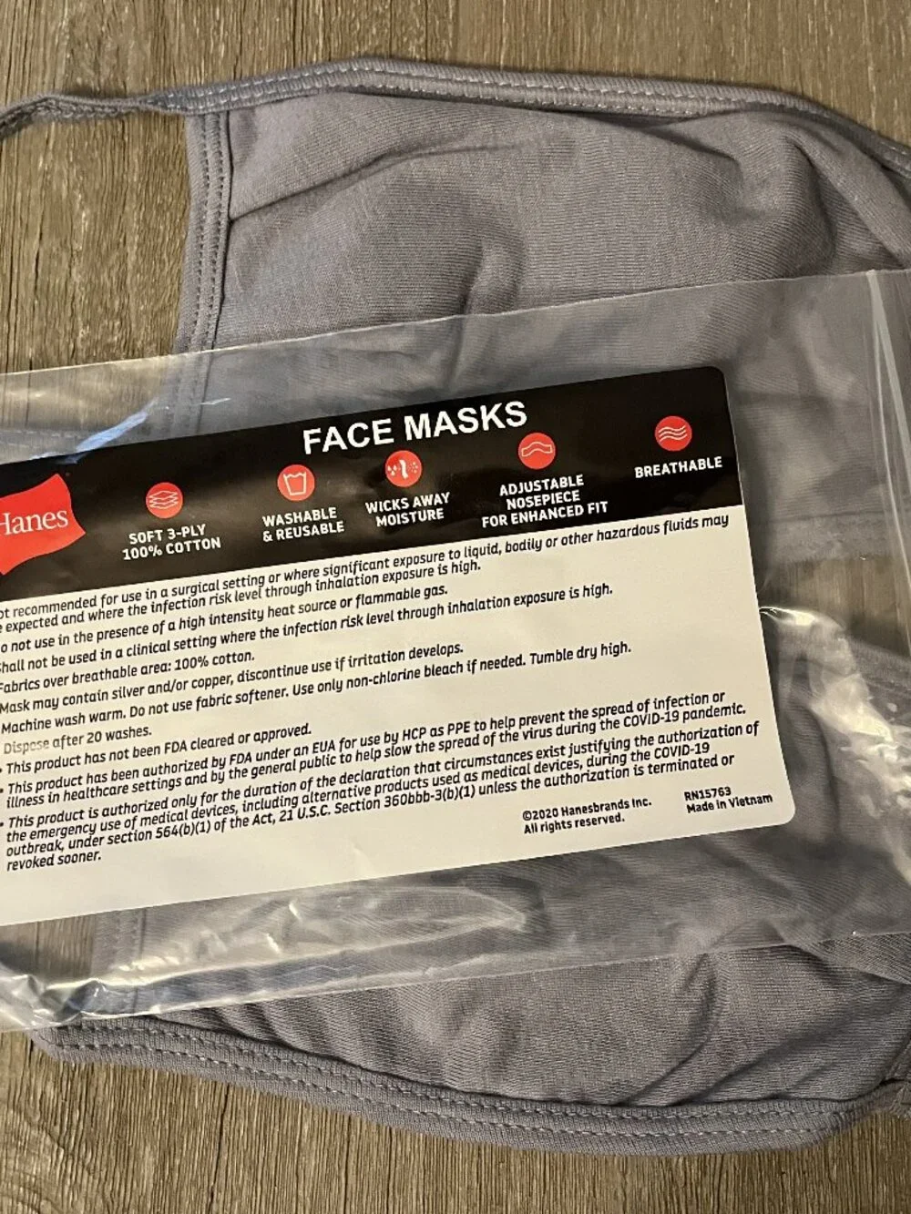 Hanes Set of 2 Light Purple Face Masks